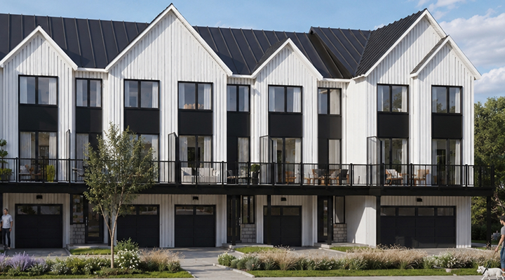 Harmonious exterior design of 224 Maple townhomes