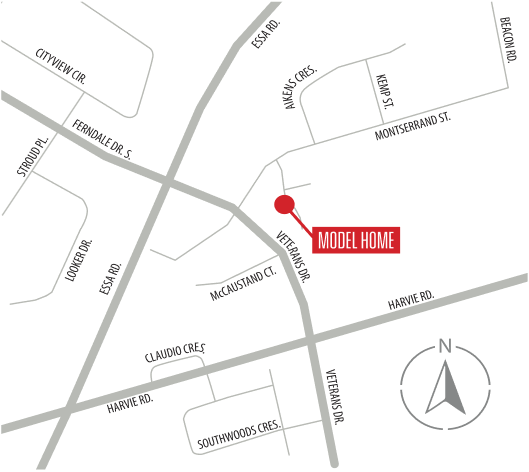 Map showing model home location